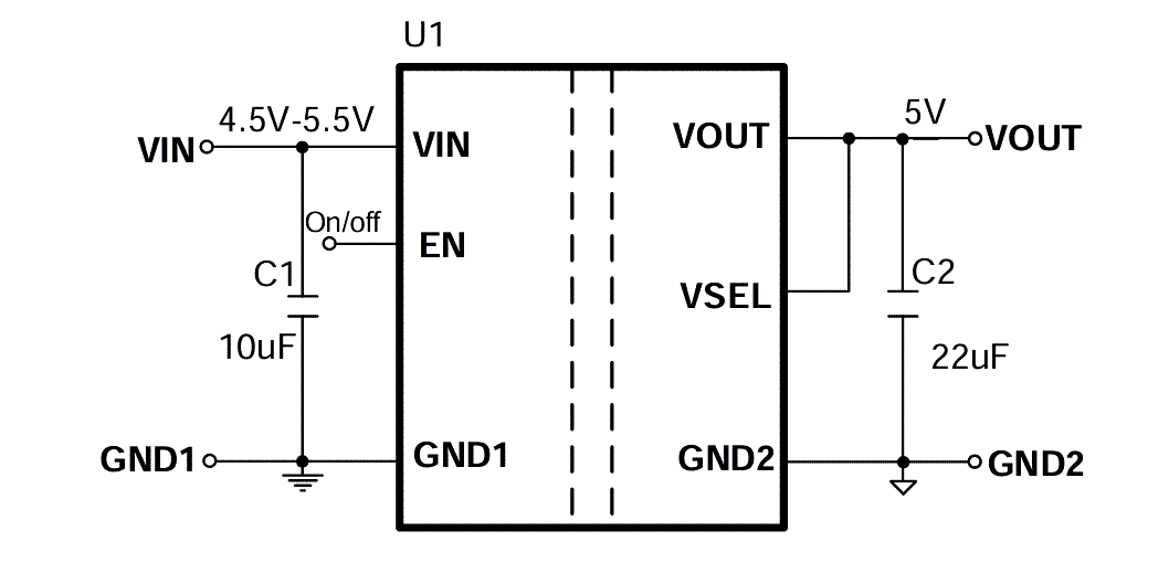 Application Circuit Diagram - Monolithic Power Systems (MPS) MIE1W0505BGLVH DC/DC Modules